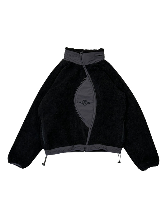 Curved Zip Fleece Jacket Midnight
