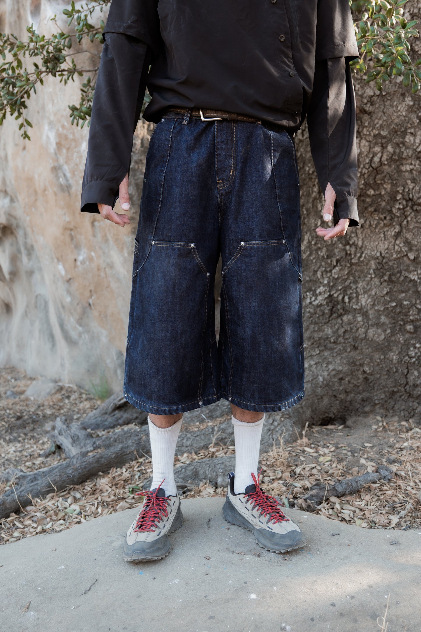 Futurist Double Knee Jorts Indigo